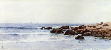 Beach Painting - Sailboats off a Rocky Coast modern beachside Alfred Thompson Bricher